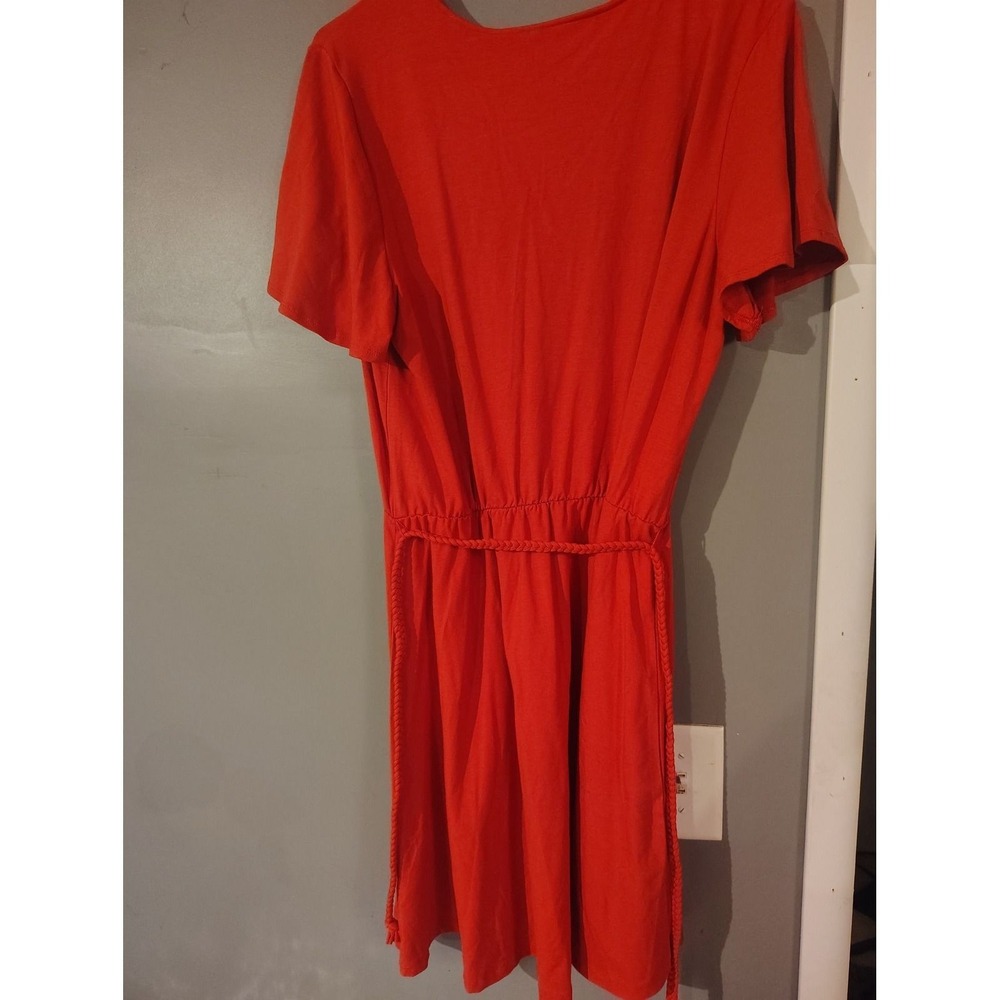 Old Navy Embroidered V-Neck Midi Dress Burnt Orange Boho Elastic Waist Large - Picture 5 of 5